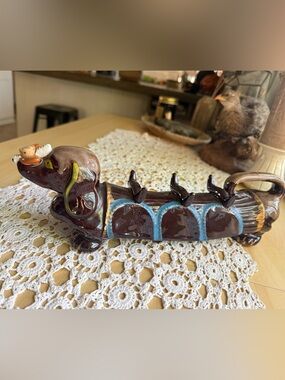 1950s artmark Japan Ceramic dachshund decanter